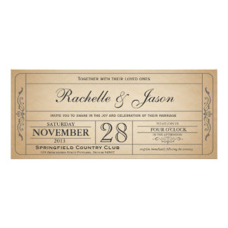 Vintage Wedding Ticket  Invitation