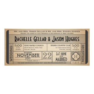 Vintage Wedding Ticket Invitation IV -- 40s era