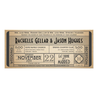 Vintage Wedding Ticket Invitation IV -- 40s era