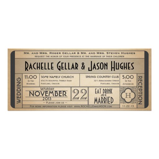 Vintage Wedding Ticket Invitation IV -- 40s era