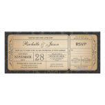 Vintage Wedding Ticket Invitation with RSVP 3.0