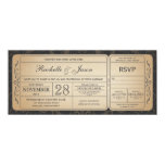 Vintage Wedding Ticket Invitation with RSVP 3.0