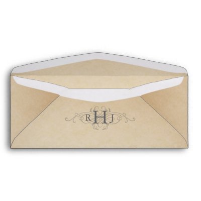 Vintage Wedding Ticket Monogram Envelope A10