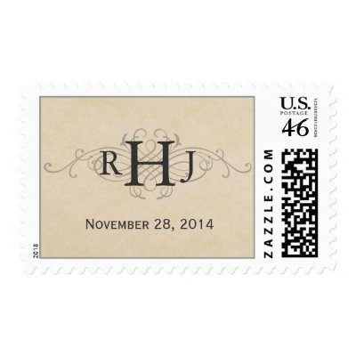 Vintage Wedding Ticket   Monogram Postage