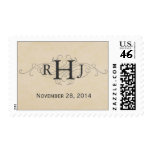 Vintage Wedding Ticket   Monogram Postage