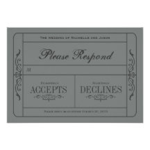 Vintage Wedding Ticket  RSVP Personalized Invite