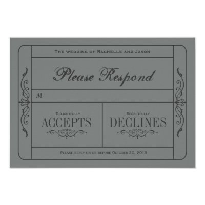 Vintage Wedding Ticket  RSVP Personalized Invite