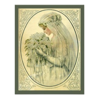 Vintage Wedding, Victorian Bride Bridal Portrait Personalized Announcement