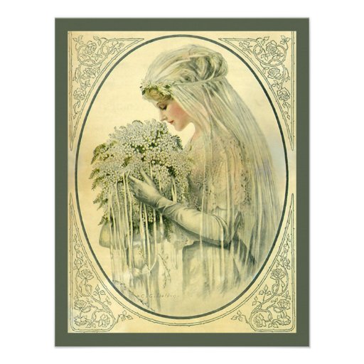 Vintage Wedding, Victorian Bride Bridal Portrait Invitations