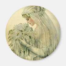 Vintage Wedding, Victorian Bride Bridal Portrait Refrigerator Magnet