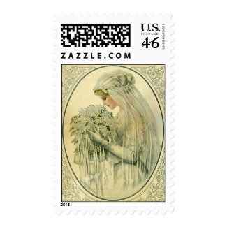 Vintage Wedding, Victorian Bride Bridal Portrait Postage Stamps