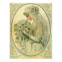 Vintage Wedding, Victorian Bride Bridal Portrait Post Cards