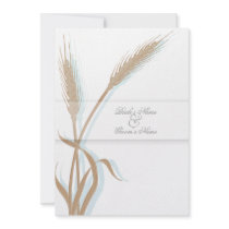 Vintage wedding wheat flower invitations