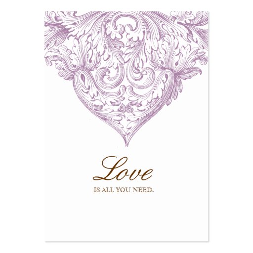 Vintage Wedding Words of Wisdom Guest Card Purple Business Card Template (back side)
