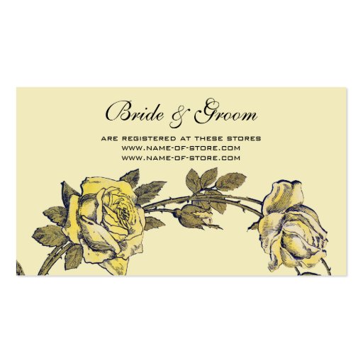 Vintage Wedding, Yellow Antique Garden Rose Wreath Business Card Templates (front side)