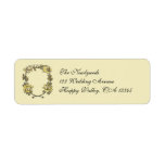 Vintage Wedding, Yellow Antique Garden Rose Wreath Custom Return Address Label