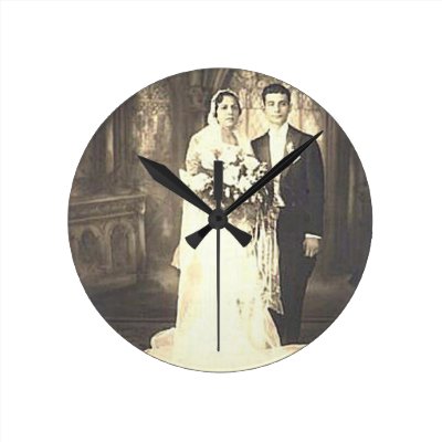 Vintage Weddings and Vintage Brides Round Wallclocks