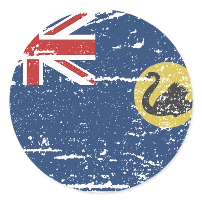 Vintage Western Australia Flag Round Sticker by flagshirts