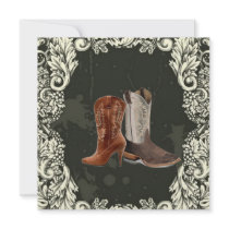 Vintage Western Cowboy Boots wedding Invitation
