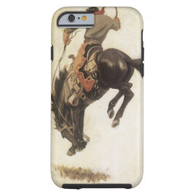 Vintage Western, Cowboy on a Bucking Bronco Horse Tough iPhone 6 Case