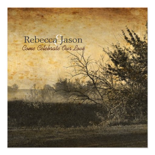 vintage western nature trees country wedding custom announcements