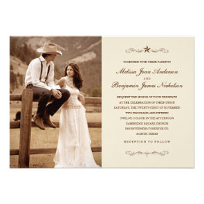Vintage Western Photo Wedding Invitations