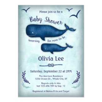 Vintage Whale Baby Shower Invitation
