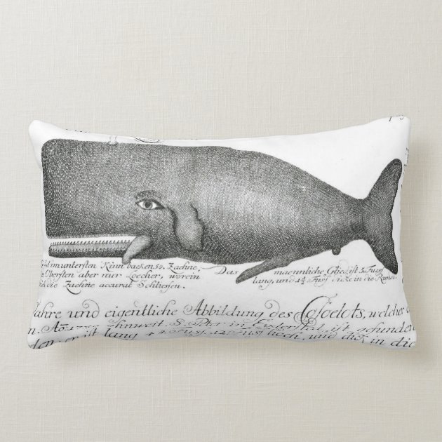Vintage Whale Illustration, Nautical Throw Pillow