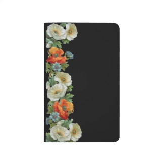 Vintage White and Orange Poppy Blank Journal