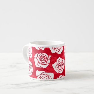 Vintage white and red roses espresso mug