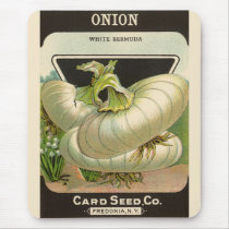 Vintage White Bermuda Onions Seed Packet Label Art Mouse Pads