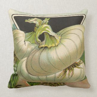 Vintage White Bermuda Onions Seed Packet Label Art Pillows
