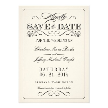 Vintage White Elegant Save the Date Invites