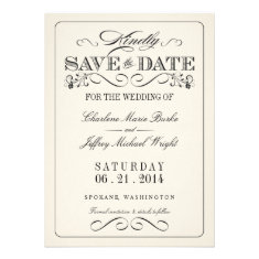 Vintage White Elegant Save the Date Invites
