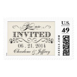 Vintage White Elegant Typography Wedding Postage