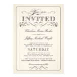 Vintage White Elegant Wedding Invitations at Zazzle