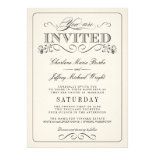 Vintage White Elegant Wedding Invitations