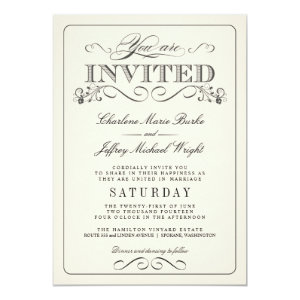 Vintage White Elegant Wedding Invitations 5