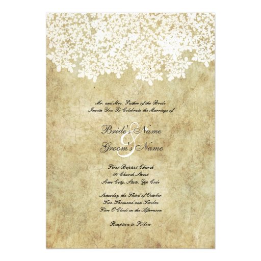 Vintage White Floral Wedding Invitations