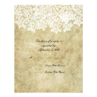 Vintage White Floral Wedding RSVP Personalized Invite