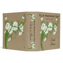 Vintage White Gerber Daisy Flowers Wedding Set 3 Ring Binder