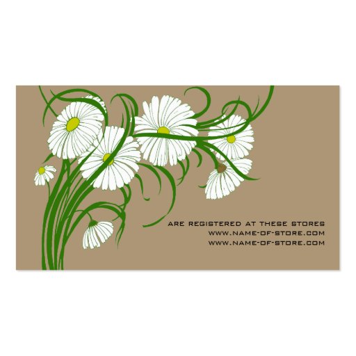 Vintage White Gerber Daisy Flowers Wedding Set Business Card Template (back side)