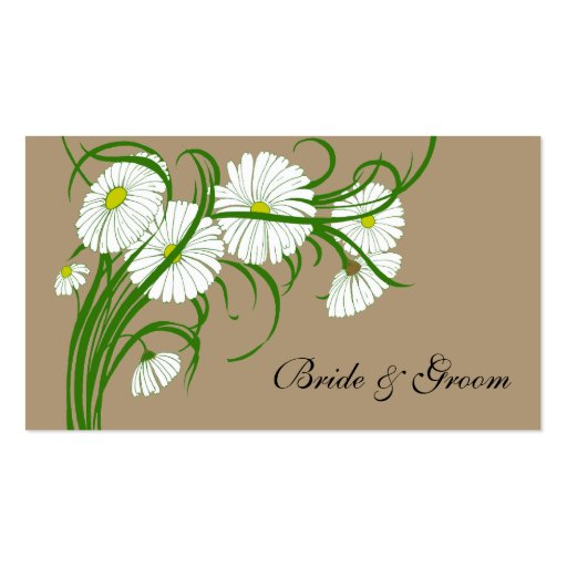 Vintage White Gerber Daisy Flowers Wedding Set Business Card Template (front side)