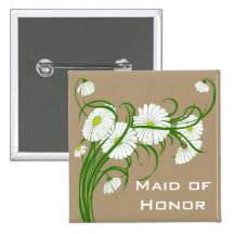 Vintage White Gerber Daisy Flowers Wedding Set Buttons