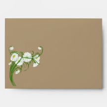 Vintage White Gerber Daisy Flowers Wedding Set Envelope