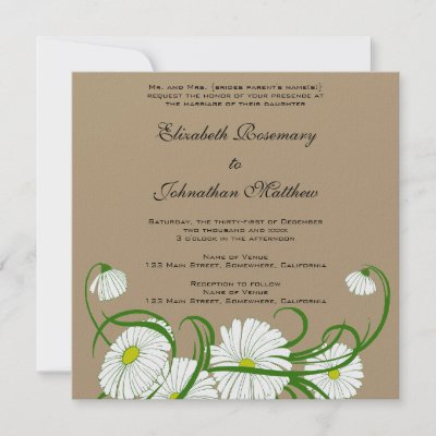 Vintage White Gerber Daisy Flowers Wedding Set Announcements by 