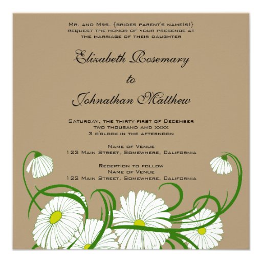 Vintage White Gerber Daisy Flowers Wedding Set Announcements