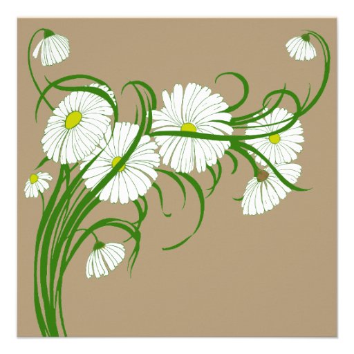 Vintage White Gerber Daisy Flowers Wedding Set Announcements