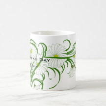 Vintage White Gerber Daisy Flowers Wedding Set Coffee Mug