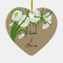 Vintage White Gerber Daisy Flowers Wedding Set Christmas Tree Ornament